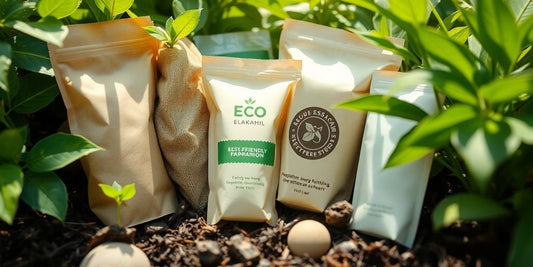 Biodegradable packaging in a natural setting.