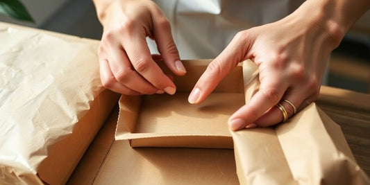 Workers assembling eco-friendly cardboard boxes.