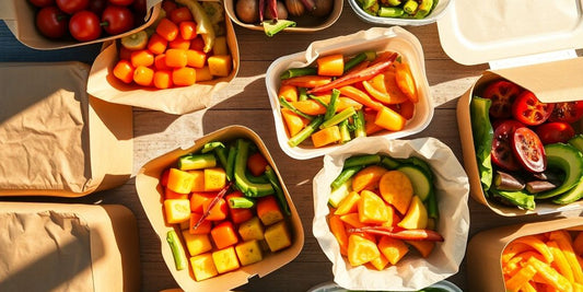 Eco-friendly food packaging arrangement.