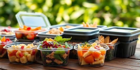 Biodegradable containers at a garden party.