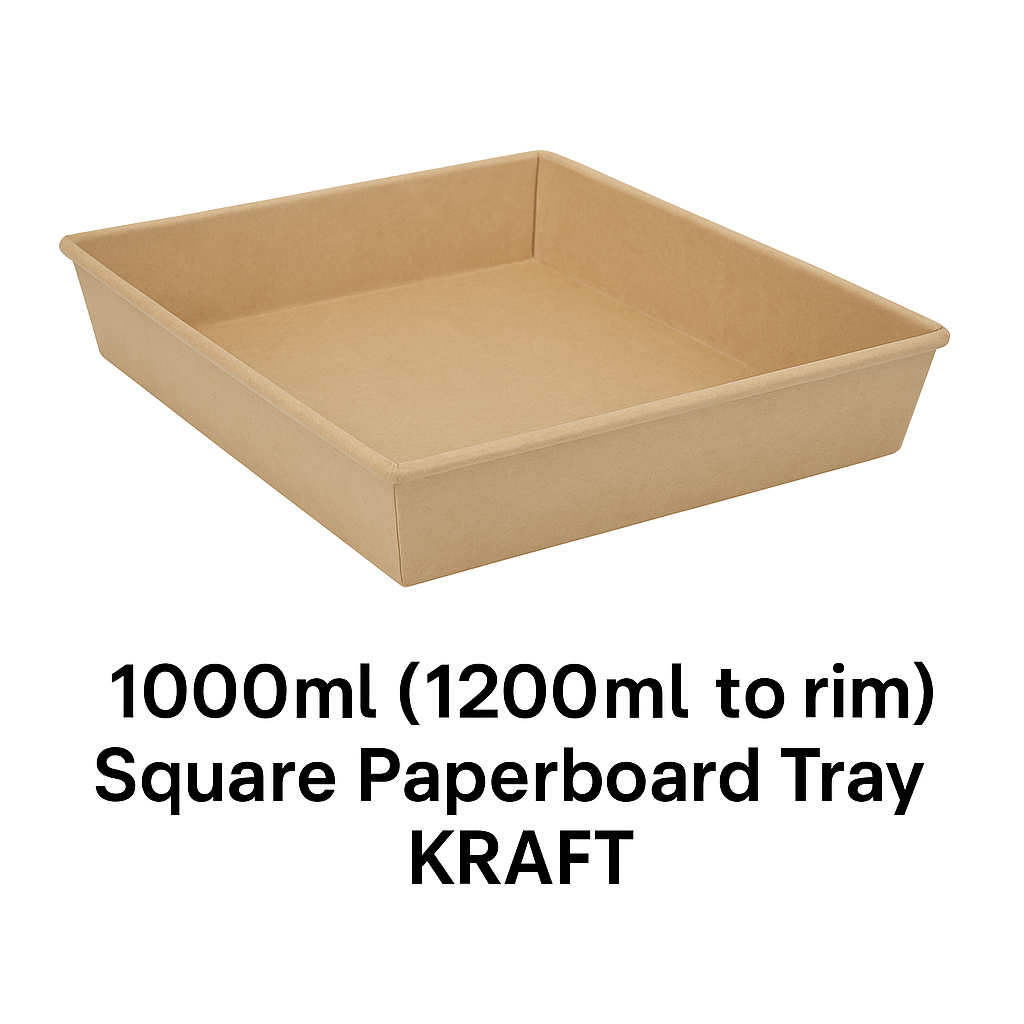 1000ml (1200ml to the rim) Square Paperboard Tray KRAFT