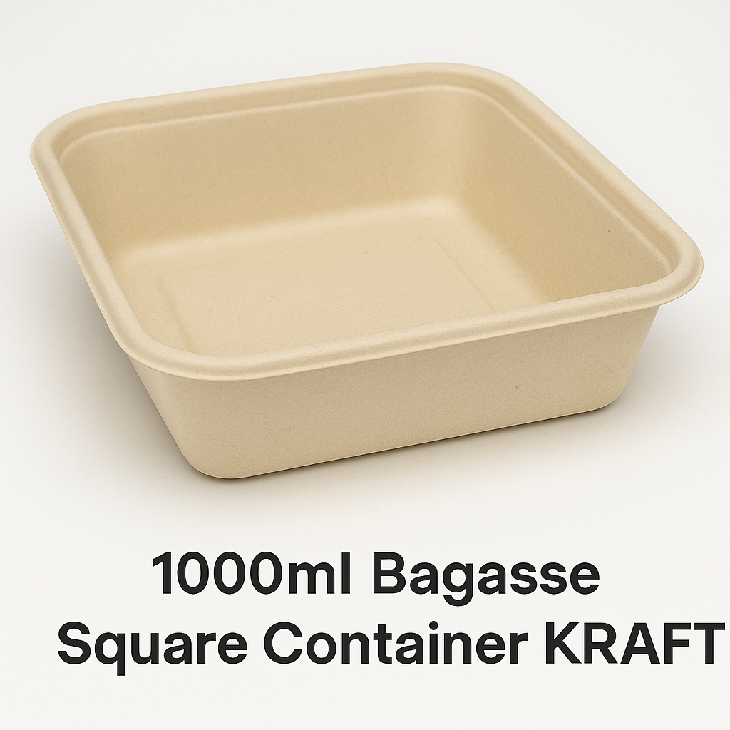 1000ml Bagasse Square Container KRAFT