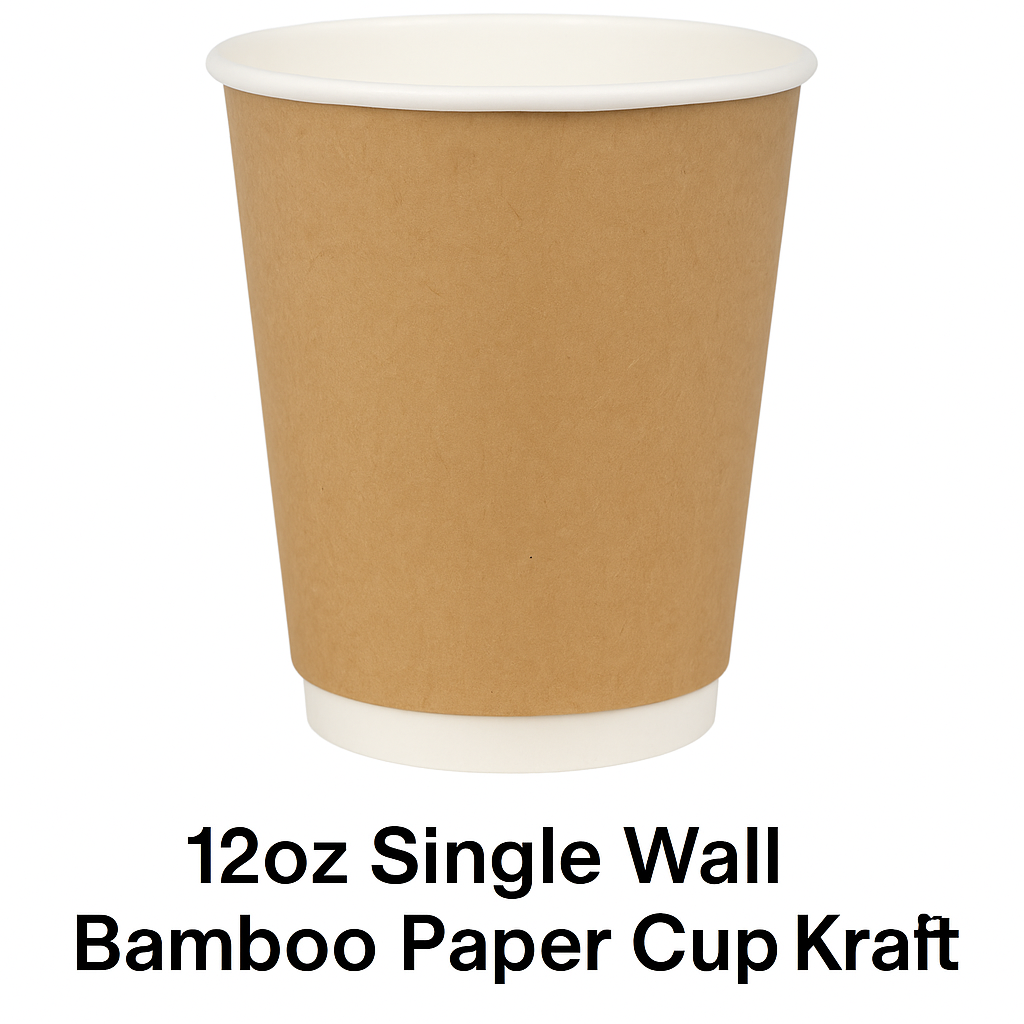 12oz Single Wall Bamboo Paper Cup Kraft