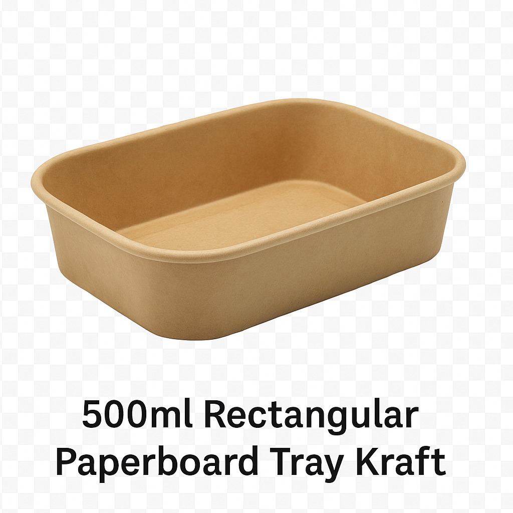 500ml Rectangular Paperboard Tray KRAFT with Paper Lids