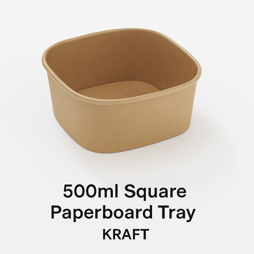 500ml Square Paperboard Tray KRAFT