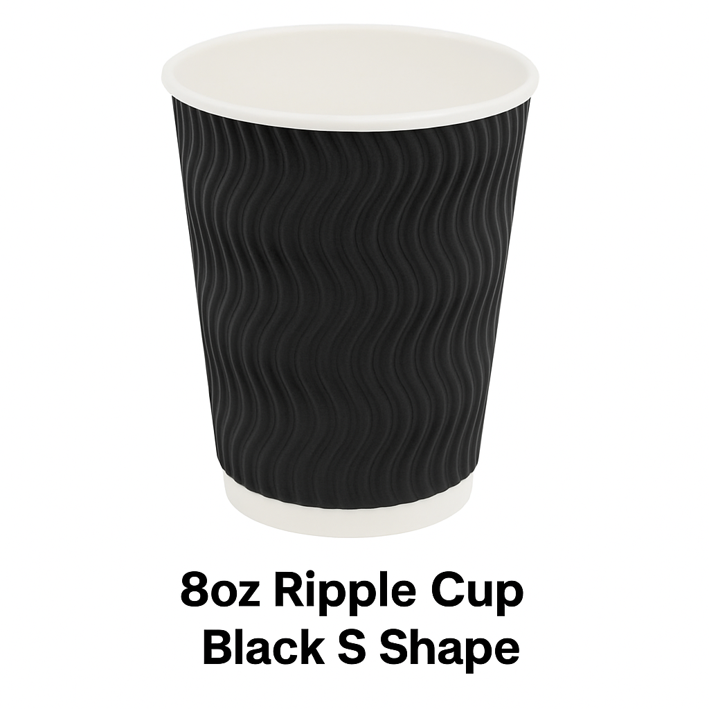 8oz Ripple Cup Black S Shape