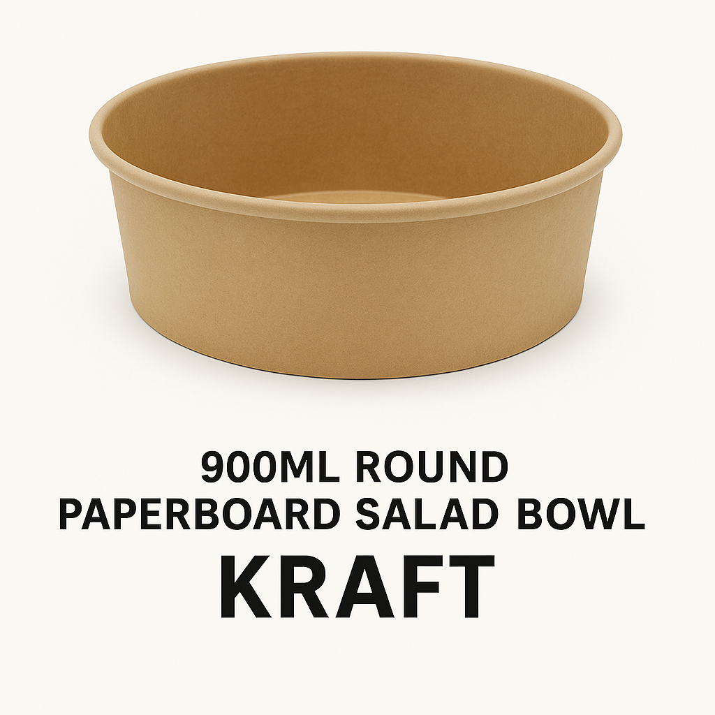 900ml Round Paperboard Salad Bowl KRAFT