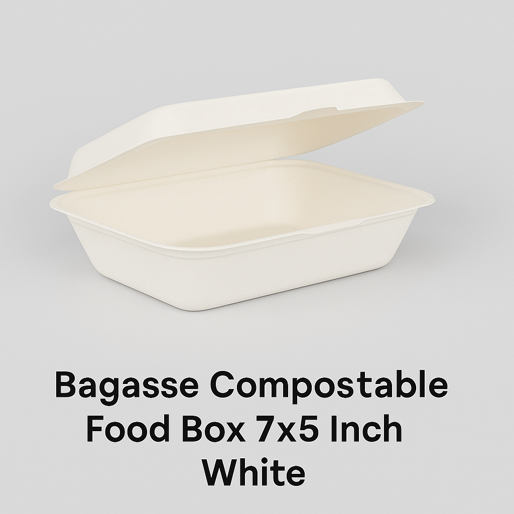 Bagasse Compostable Food Boxes 7x5 Inch White