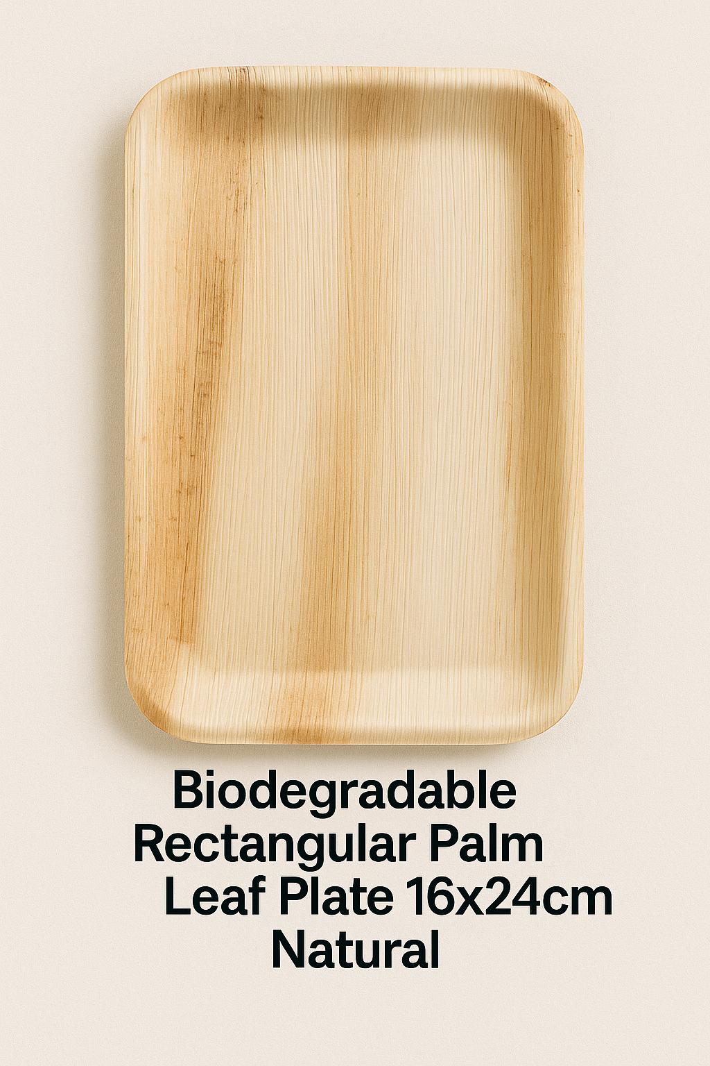 Biodegradable Rectangular Palm Leaf Plate 16x24cm Natural