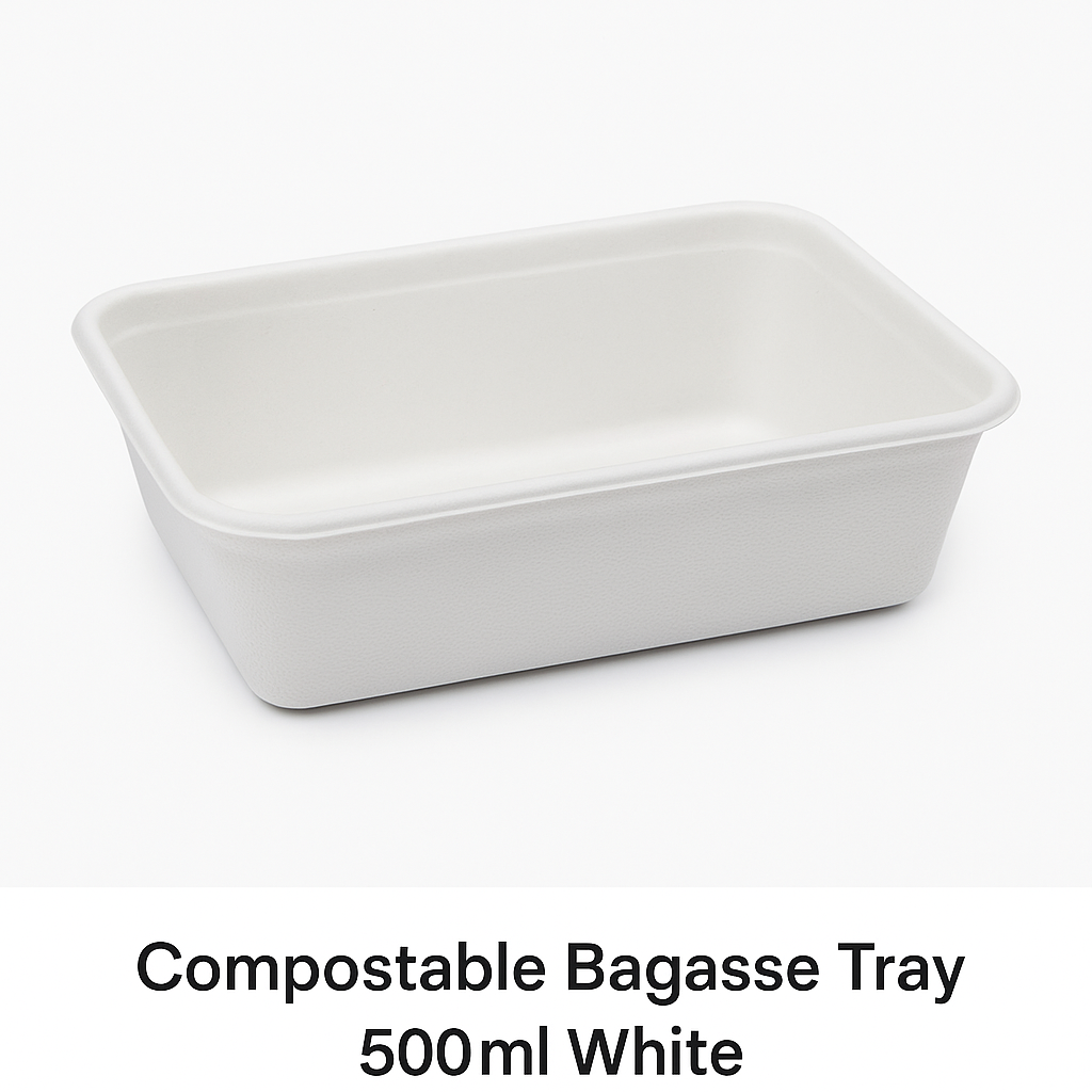Compostable Bagasse Tray 500ml White