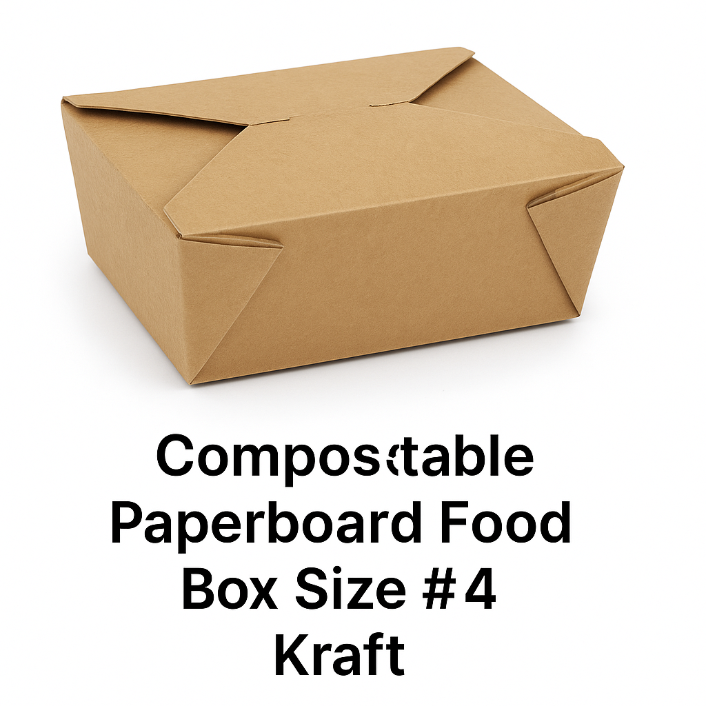 Compostable Paperboard Food Box Size #4 Kraft