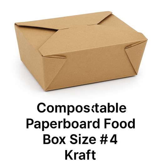 Compostable Paperboard Food Box Size #4 Kraft