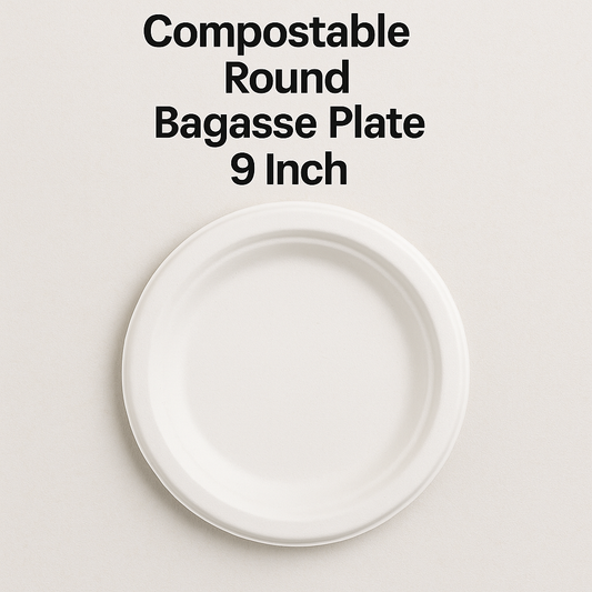 Compostable Round Bagasse Plate 7 Inch White
