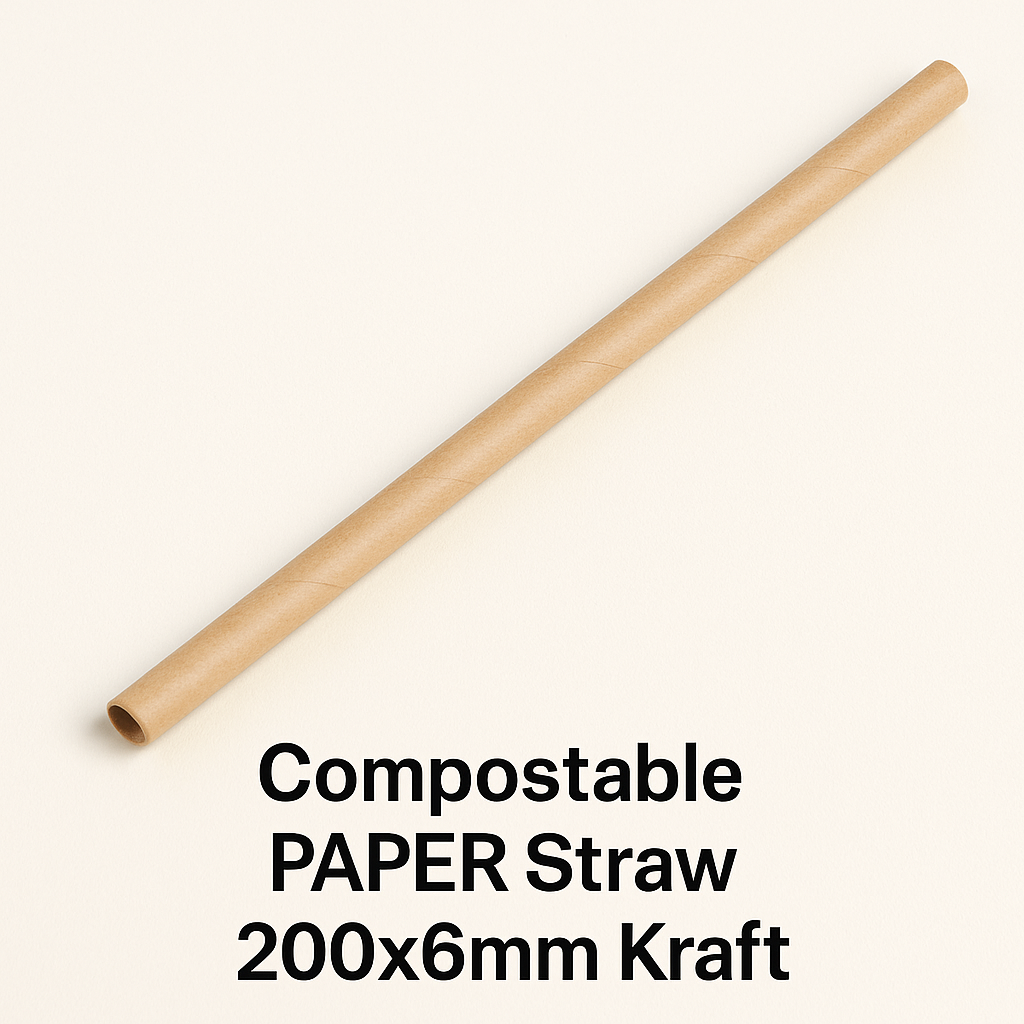 Compostable PAPER Straw 200x6mm Kraft
