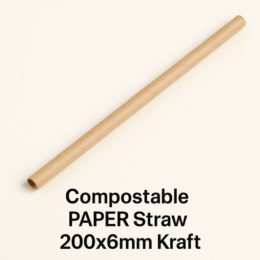 Compostable PAPER Straw 200x6mm Kraft