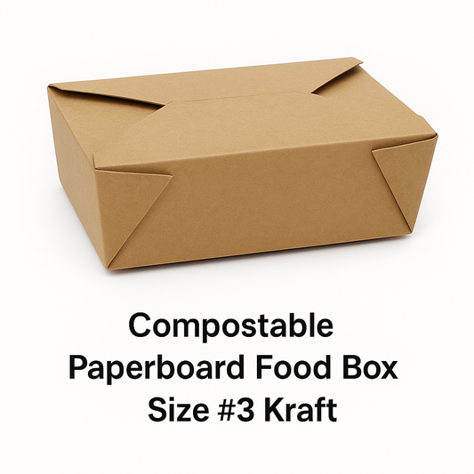 Compostable Paperboard Food Box Size #3 Kraft