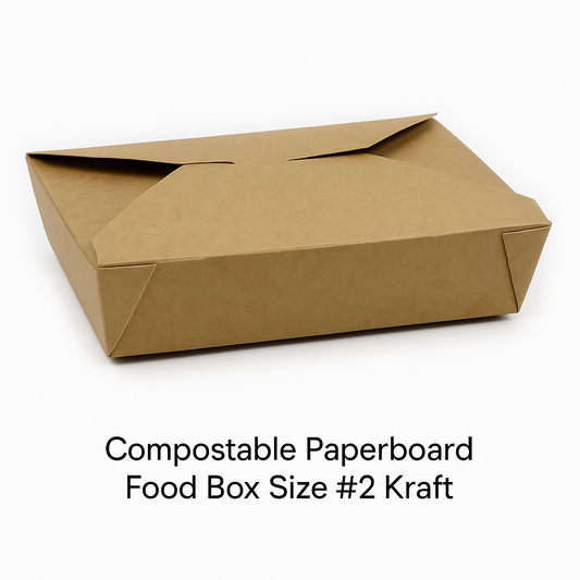 Compostable Paperboard Food Box Size #2 Kraft