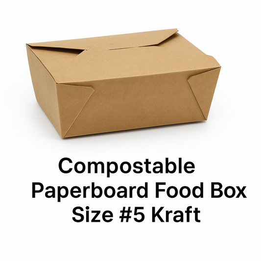 Compostable Paperboard Food Box Size #5 Kraft