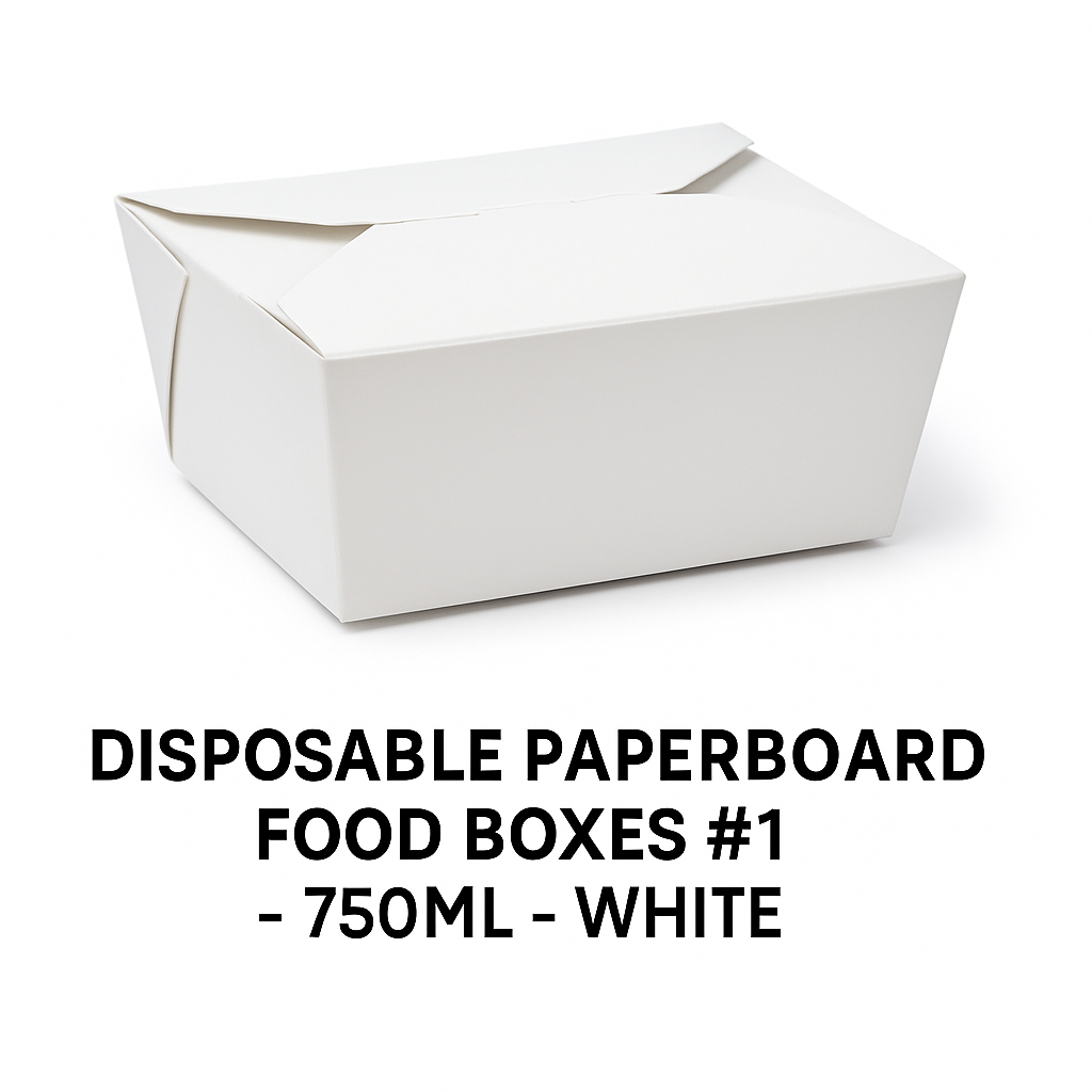 Disposable Paperboard Food Boxes #1 - 750ml - White