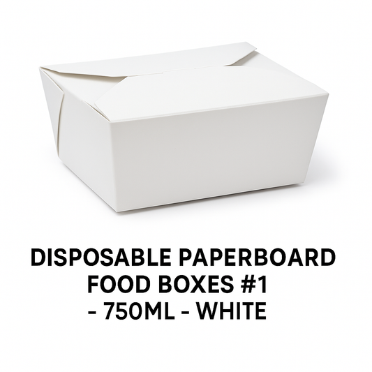 Disposable Paperboard Food Boxes #1 - 750ml - White