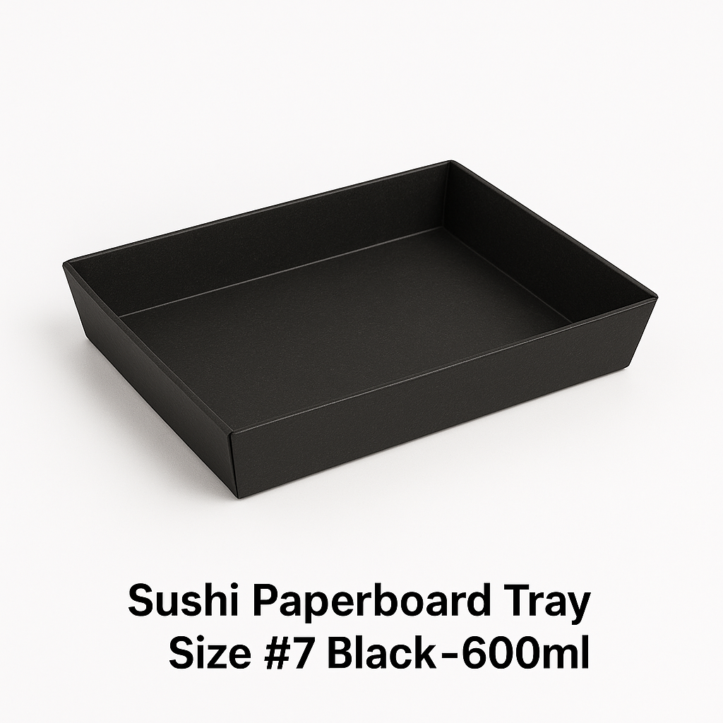 Sushi Paperboard Tray Size #7 Black- 600ml