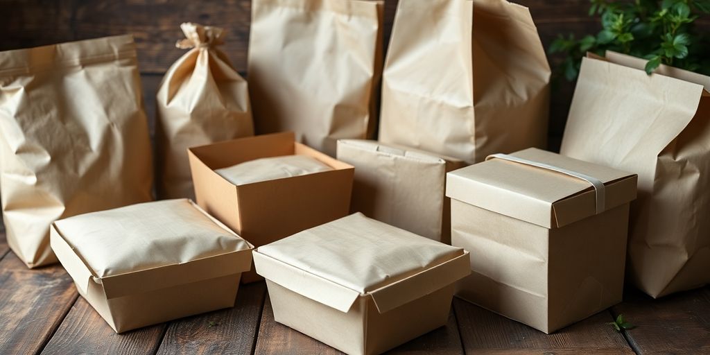Eco-friendly food packaging in a natural setting.
