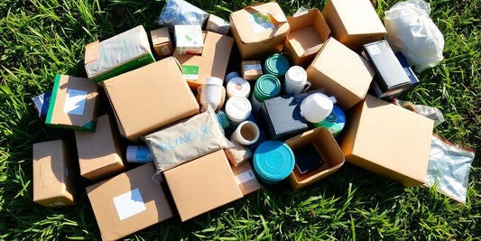 Compostable packaging pile in a park