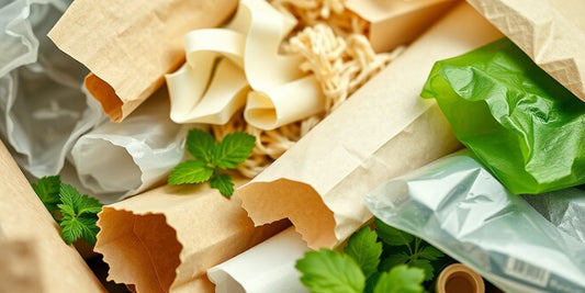Biodegradable packaging materials piled up.