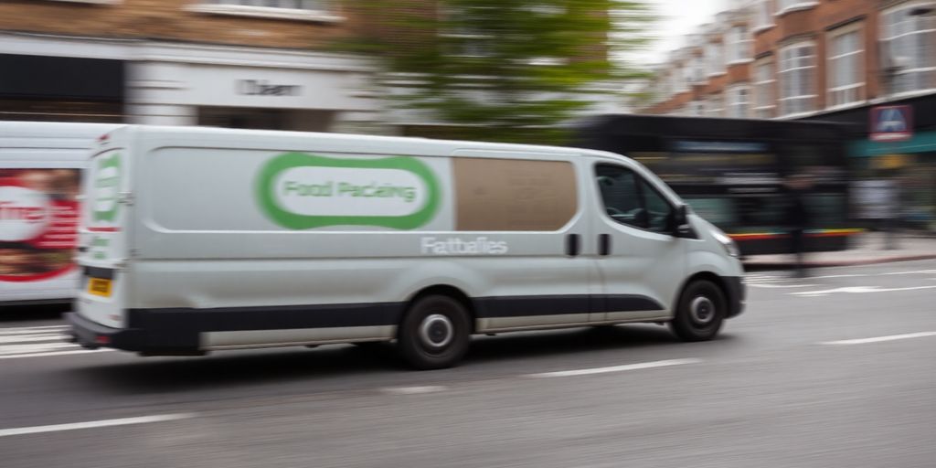 Food delivery van in South London street.