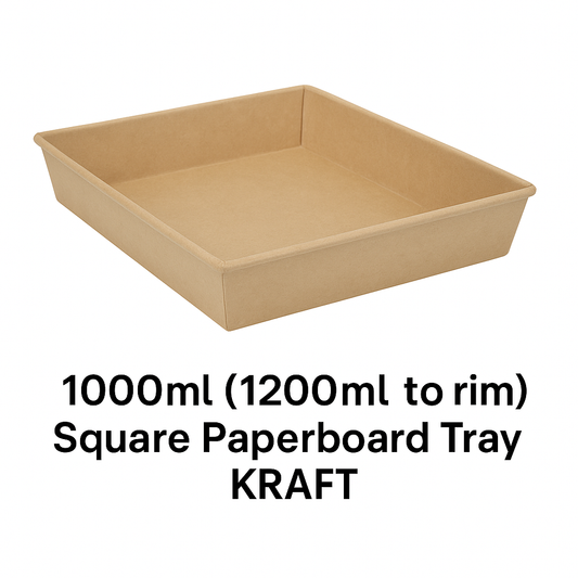 1000ml (1200ml to the rim) Square Paperboard Tray KRAFT