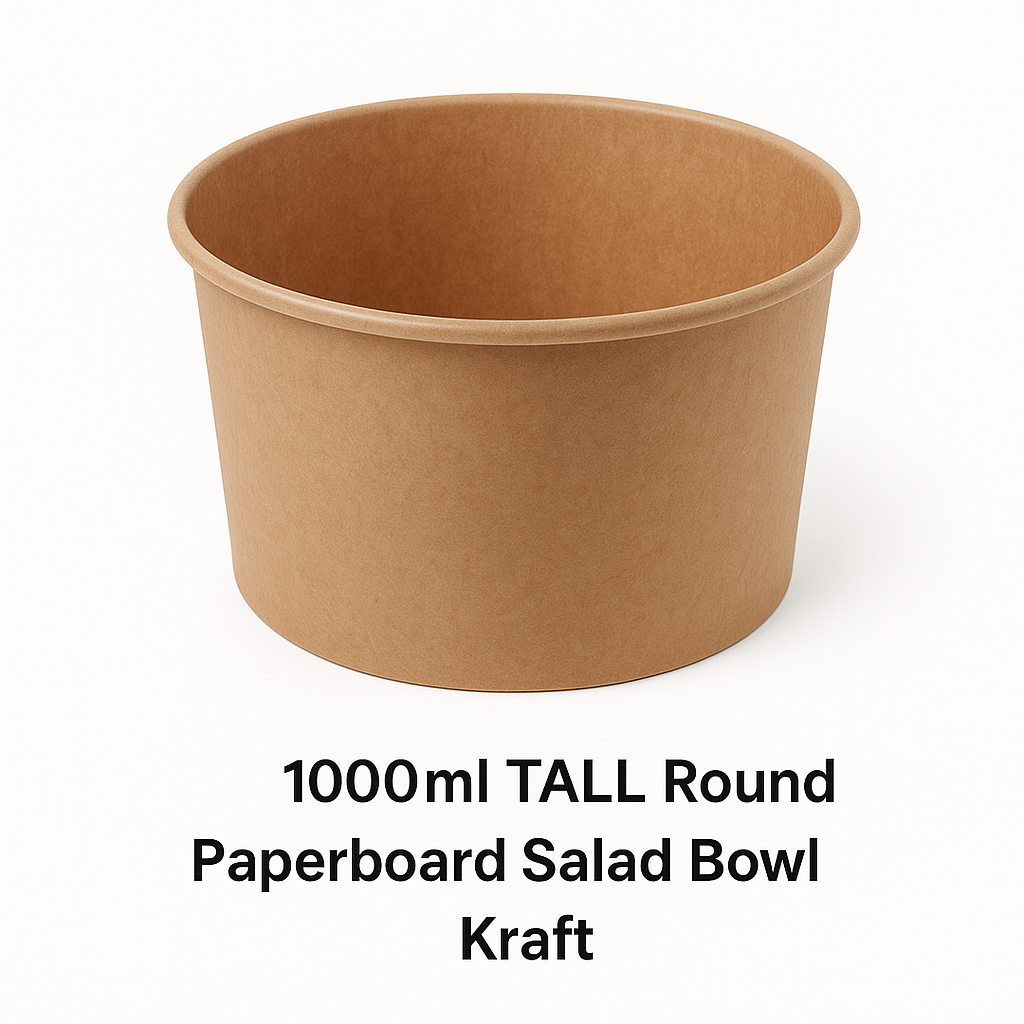 1000ml TALL Round Paperboard Salad Bowl KRAFT