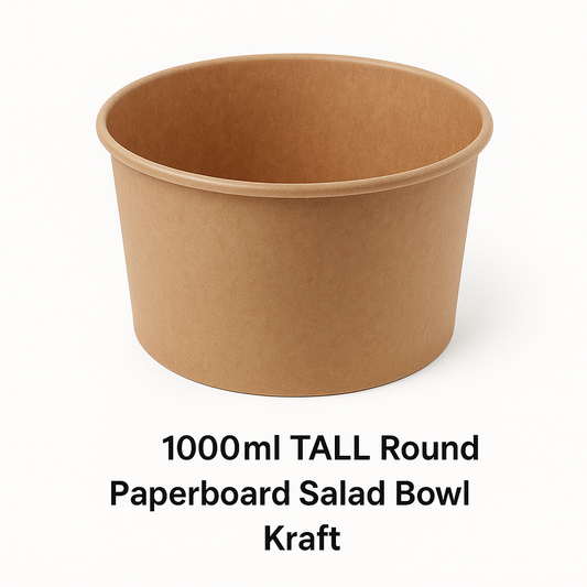 1000ml TALL Round Paperboard Salad Bowl KRAFT