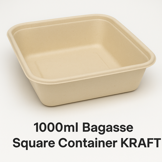 1000ml Bagasse Square Container KRAFT