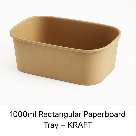1000ml Rectangular Paperboard Tray KRAFT with Paper Lids