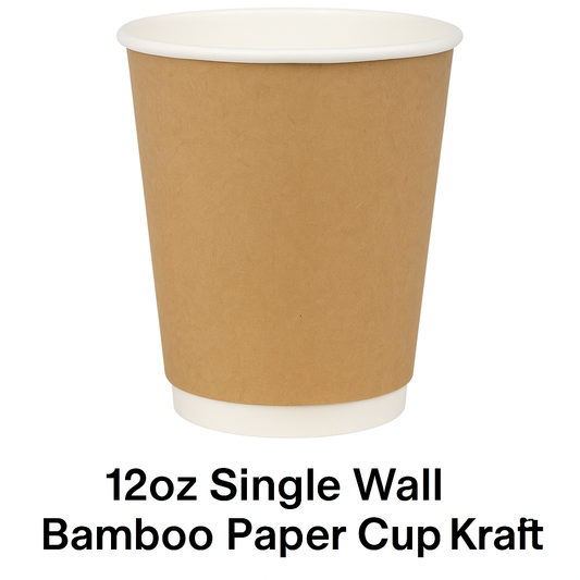 12oz Single Wall Bamboo Paper Cup Kraft