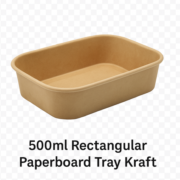 500ml Rectangular Paperboard Tray KRAFT with Paper Lids