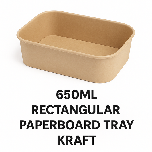 650ml Rectangular Paperboard Tray KRAFT with Paper Lids