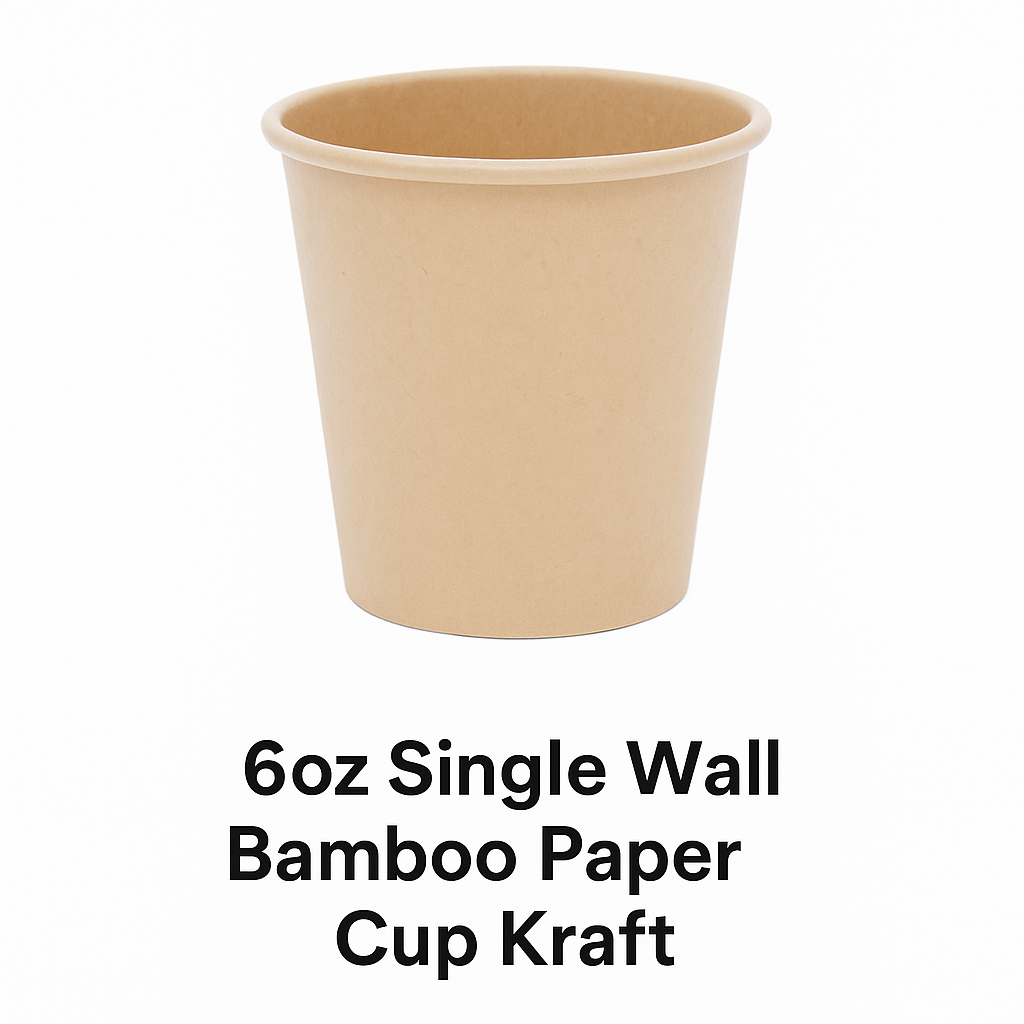 6oz Single Wall Bamboo Paper Cup Kraft