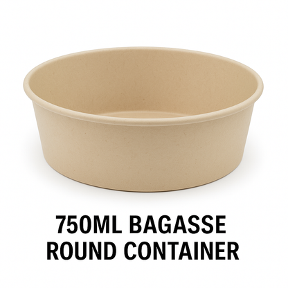 750ml Bagasse Round Container