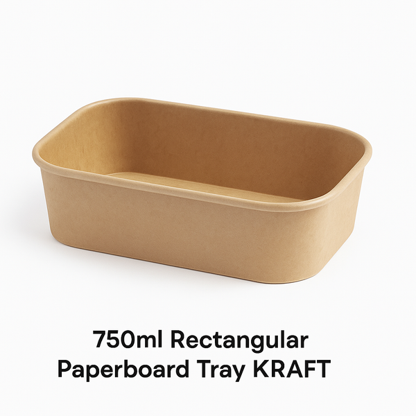 750ml Rectangular Paperboard Tray KRAFT with Paper Lids