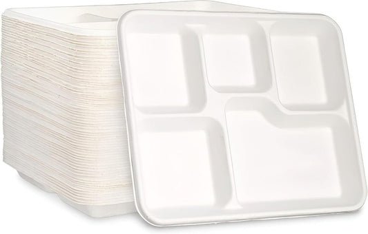 Eco-Friendly 5-Section Compartment Plates