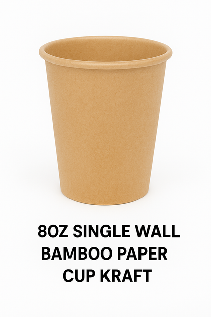 8oz Single Wall Bamboo Paper Cup Kraft