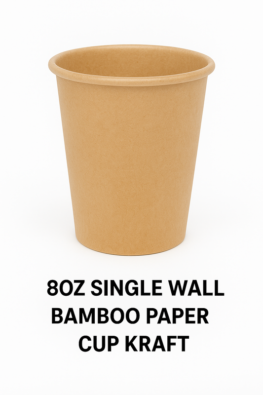 8oz Single Wall Bamboo Paper Cup Kraft