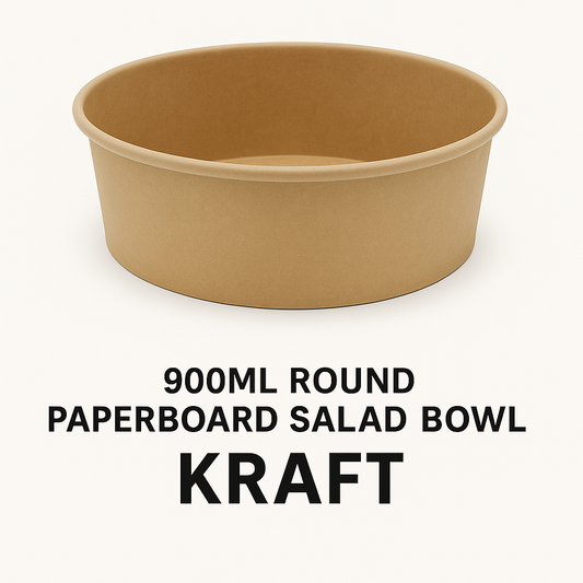 900ml Round Paperboard Salad Bowl KRAFT