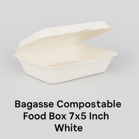 Bagasse Compostable Food Boxes 7x5 Inch White