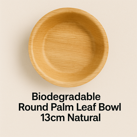 Biodegradable Round Palm Leaf Bowl 13cm Natural