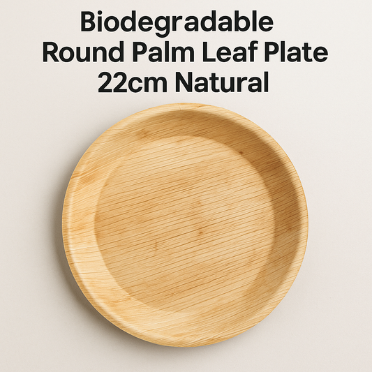 Biodegradable Round Palm Leaf Plate 22cm Natural