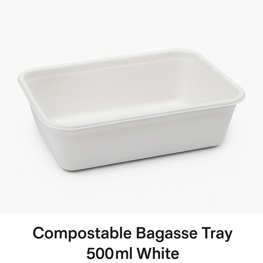 Compostable Bagasse Tray 500ml White
