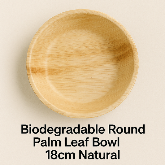 Biodegradable Round Palm Leaf Bowl 18cm Natural