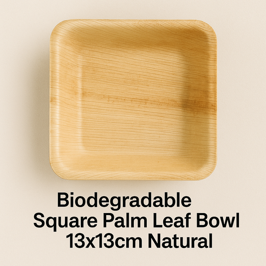 Biodegradable Square Palm Leaf Bowl 13x13cm Natural